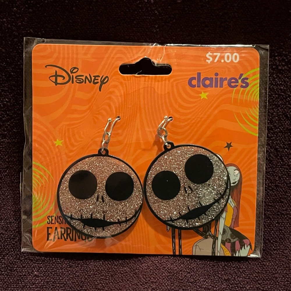 Earrings - Jack Skellington Earrings - Silver & Black - New With Tags